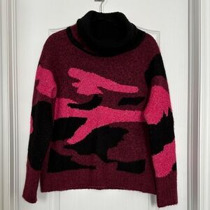 Reitmans Black and Pink Cowl Neck Sweater